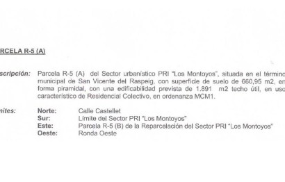 Reventa - Parcela / Terreno - San Vicente del Raspeig - Alicante-San Vicente del Raspeig